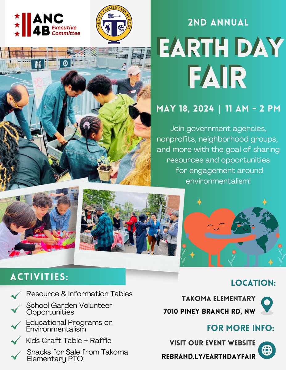 ANC 4B loves community cleanups! 💚🚮 Check out resources to keep our neighborhoods clean at Saturday's Earth Day Fair: ✅ @CleanCityDC ✅ @DCDPW Helping Hands community cleanup program ✅ @DCDPW Solid Waste Education and Enforcement And so much more! rebrand.ly/EarthDayFair