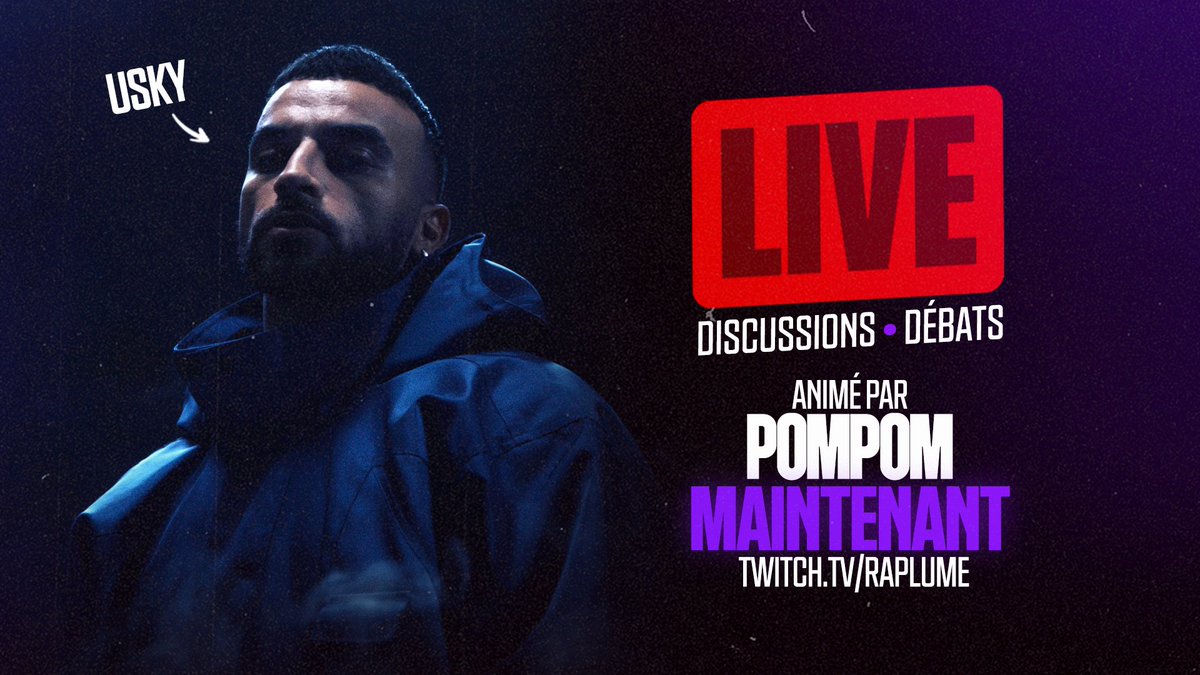 🚨POMPOM & USKY sont en live 

À l’occasion de la sortie de son nouveau projet 'ANHÉDONIE', afin de revenir sur son parcours, sa musique, le label 92i, son prochain projet, ses concerts ainsi que le cinéma avec Ourika !

🔗 Twitch.tv/Raplume