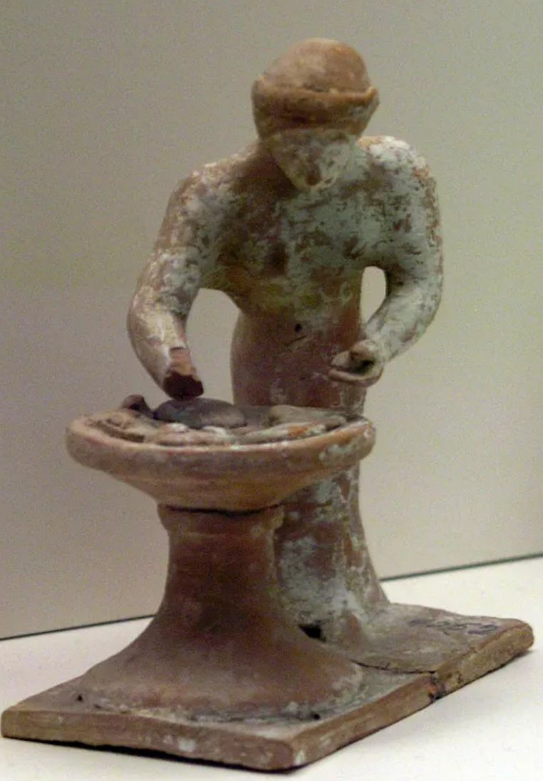 Happy #WorldBakingDay! 🥖

Terracotta figurine of a woman kneading pieces of bread or pancake, c. 500-475 BCE.

National Archaeological Museum, Athens. worldhistory.org/image/14441/te…