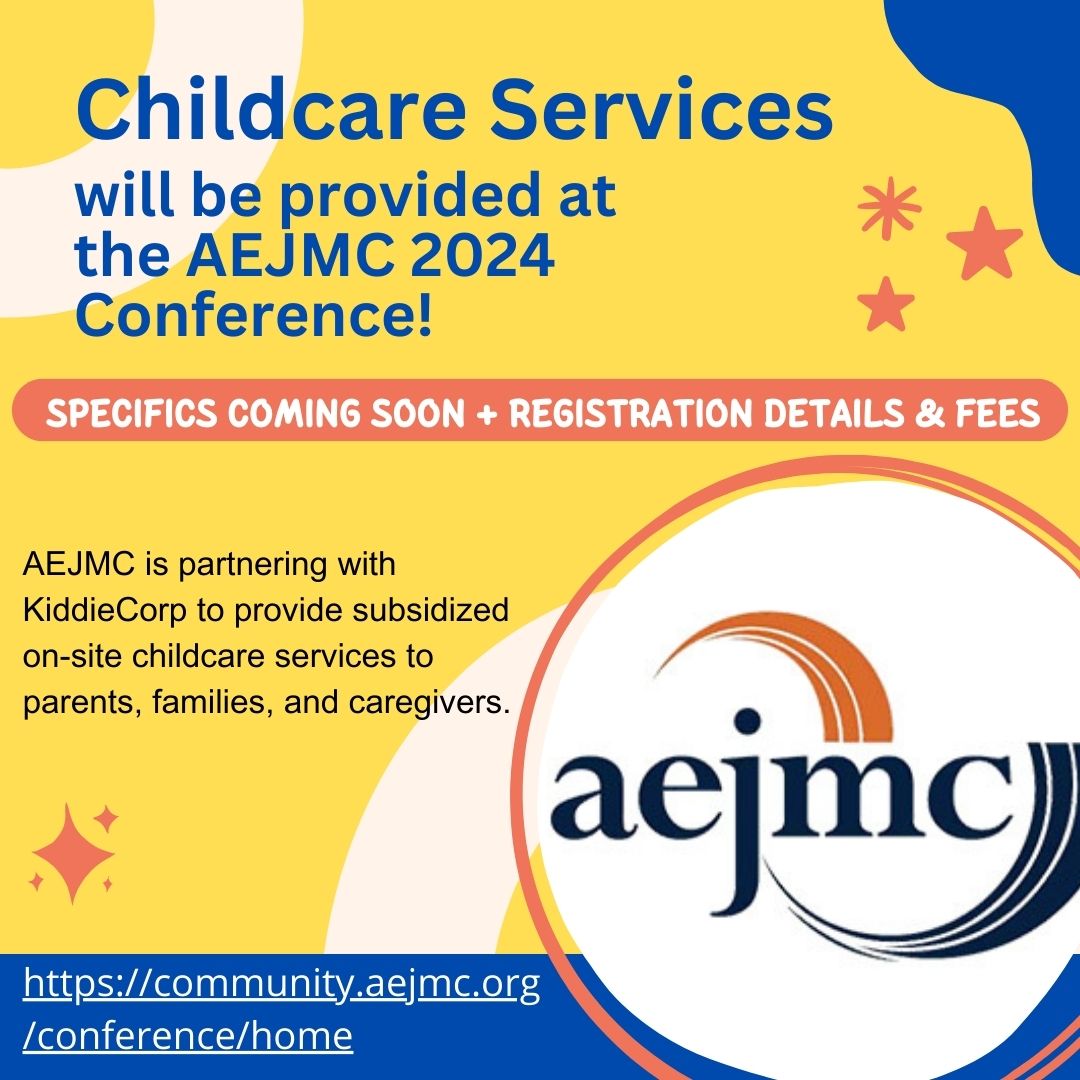 You asked, we listened! As you consider your plans for the AEJMC 2024 Conference, we are excited to announce there will be supervised on-site childcare. The organization is grateful to be able to provide this benefit to members to help make the conference more inclusive. #AEJMC24