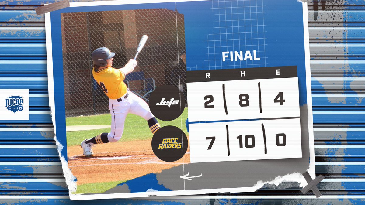 NJCAARegion12's tweet image. GAME ONE - FINAL

@GRCCAthletics 7, Jackson 2

GRCC heads to the winner&apos;s bracket and will await the winner of (1) Kellogg vs. (5) KVCC tomorrow at 1 p.m. Jackson will take on the loser of the Kellogg/KVCC matchup tonight at 6 p.m.