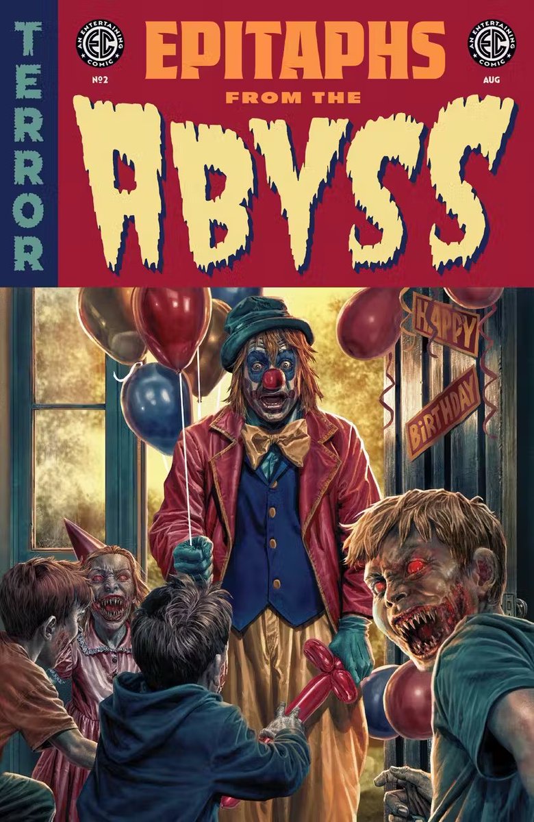 BREAKING: Epitaphs from the Abyss no. 2 creative team reveal on @screenrant now! shorturl.at/mrDIN 🤡🎈 @OniPress Cover: Lee Bermejo Logos: @rianhughes