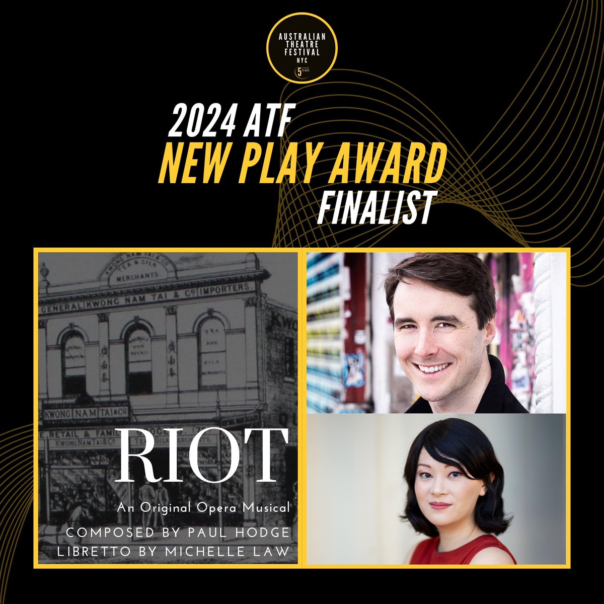 Honoured to be a finalist with the incredible <a href="/ms_michellelaw/">Michelle Law 羅敏儀</a> for the <a href="/AusTheatreFest/">Australian Theatre Festival NYC</a> New Play Award for our show RIOT!