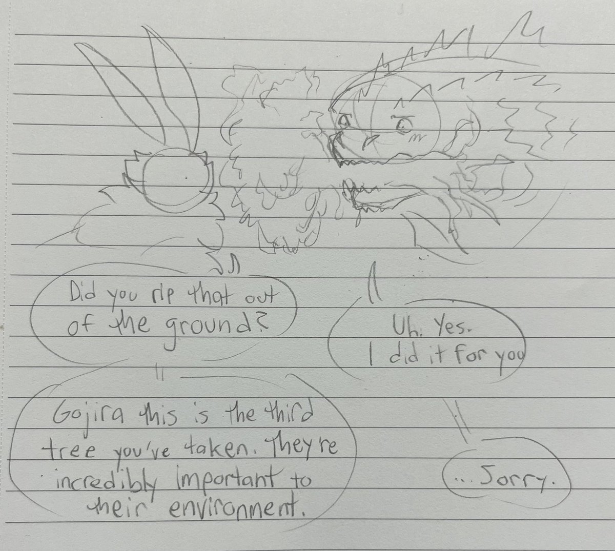 I get the logic behind Mothzilla posts where Godzilla gives her big flowering trees but I think it’d be funnier if she reacted like this