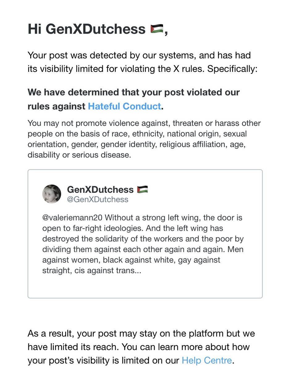 Can anyone enlighten me how this is hateful conduct? 🤷‍♀️