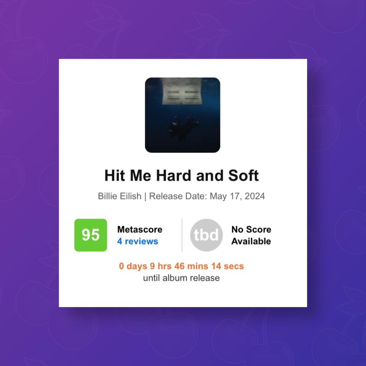 PopBase's tweet photo. ‘HIT ME HARD AND SOFT’ by Billie Eilish debuts with an excellent score of 95 on Metacritic. https://t.co/24CZYYonyZ