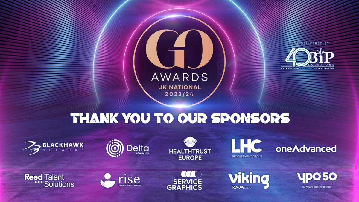 GO Awards (@goawardsnews) on Twitter photo First we want to send a huge thanks to our sponsors for their integral support of the #GOAwards2024, including <a href="/LHCprocurement/">LHC Procurement Group</a>, <a href="/Reed_Talent/">Reed Talent Solutions</a>, <a href="/Blackhawk/">Blackhawk Network</a>, <a href="/ypoprocurement/">YPO Procurement</a>, <a href="/riseframework/">Rise Construction Framework</a>, <a href="/uk_vikingdirect/">Viking UK</a>, <a href="/One_Advanced/">OneAdvanced</a>, <a href="/HealthTrustEU/">HealthTrust Europe</a>, <a href="/deltaesourcing/">Delta eSourcing</a> and <a href="/ServiceGraphics/">Service Graphics</a> !!! First we want to send a huge thanks to our sponsors for their integral support of the #GOAwards2024, including <a href="/LHCprocurement/">LHC Procurement Group</a>, <a href="/Reed_Talent/">Reed Talent Solutions</a>, <a href="/Blackhawk/">Blackhawk Network</a>, <a href="/ypoprocurement/">YPO Procurement</a>, <a href="/riseframework/">Rise Construction Framework</a>, <a href="/uk_vikingdirect/">Viking UK</a>, <a href="/One_Advanced/">OneAdvanced</a>, <a href="/HealthTrustEU/">HealthTrust Europe</a>, <a href="/deltaesourcing/">Delta eSourcing</a> and <a href="/ServiceGraphics/">Service Graphics</a> !!!