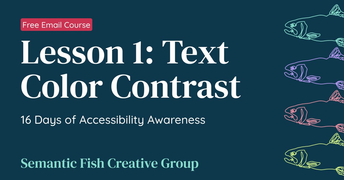 Happy #GAAD! 🎉 Did you know low contrast text is the most common automatically detectable accessibility error? 81% of the top 1,000,000 websites have this error. Lesson 1 of 16 Days of Accessibility Awareness will teach you how to check for this error! semanticfish.com/gaad-2024/less…