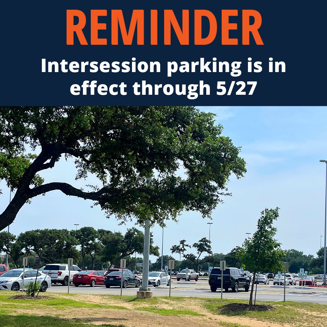 Friendly reminder that intersession parking is in effect through May 27. During intersession, you may park in any unmarked resident or commuter space without a permit! bit.ly/3VS4RoI