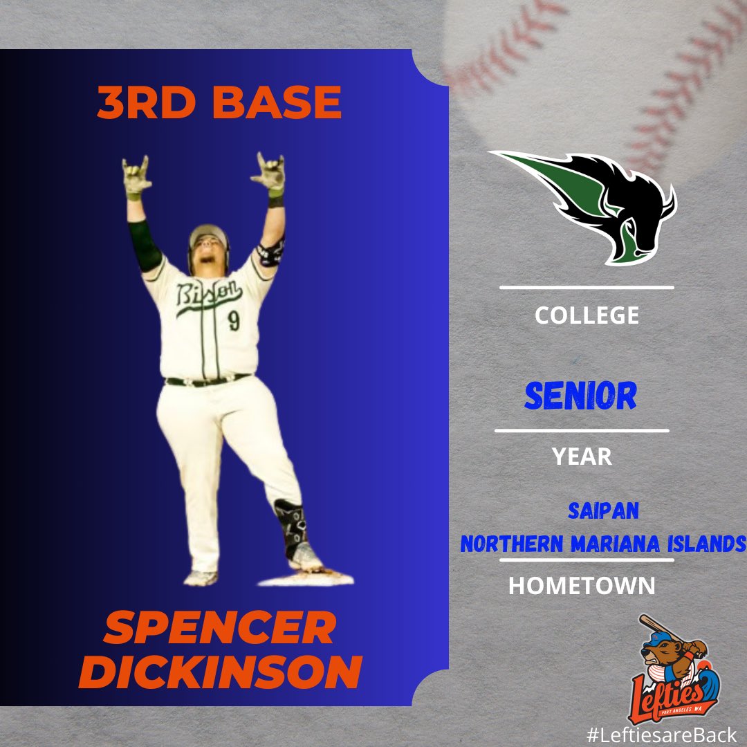 ‼️ Roster Announcement ‼️ Welcome Spencer Dickinson to the Lefties! Dickinson is a 3rd basemen who calls the Northern Mariana Islands his home. 
#leftiesareback