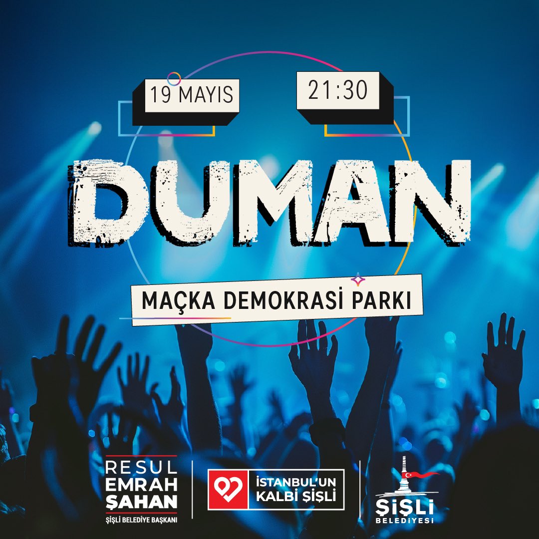 Bağımsızlığımıza, Cumhuriyetimize açılan yolu Maçka Demokrasi Parkı’nda, @OfficialDuman konserinin coşkusuyla kutluyoruz. Yurttaşlarımızı; özgürlüğümüzü haykırmaya, beraberliğimizin sevincini birlikte paylaşmaya davet ediyoruz. 🇹🇷