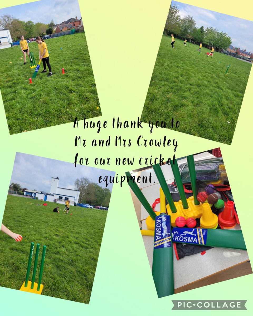 Our cricket team is loving the new equipment that has been donated. Huge thank you to Mr and Mrs Crowley. @CoachWrexham @CricketWales