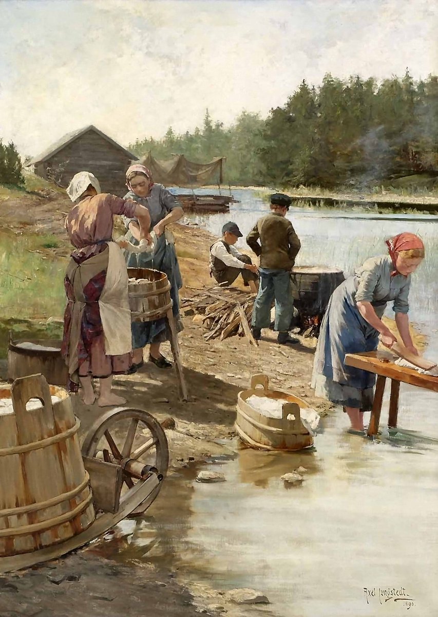 'Lavando en el río', del pintor sueco Axel Jungstedt (1859-1933).