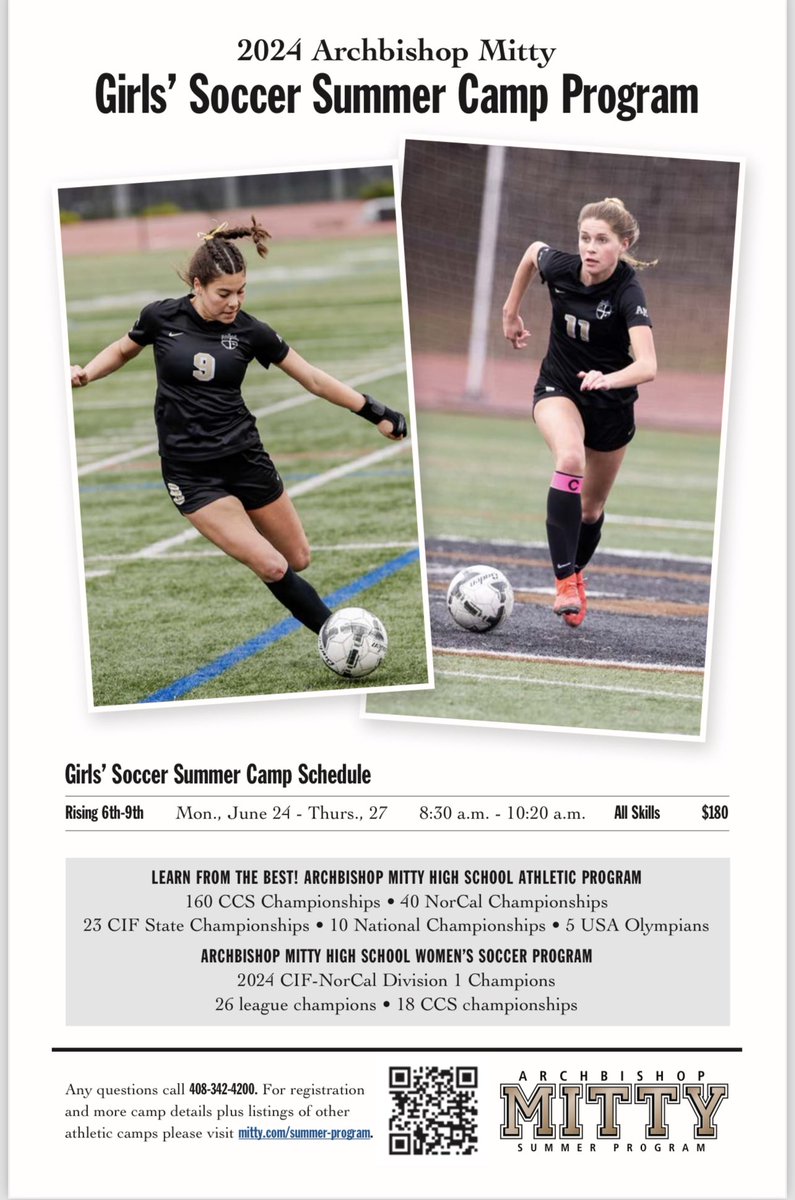 Come join in with the <a href="/CIFState/">CIF State</a> Division 1 Champions at our annual Girls Soccer Camp, June 24-27. Spots are still available. Just scan the QR code below to register. We’ll see you there! #webeforeme🦁⚽️❤️