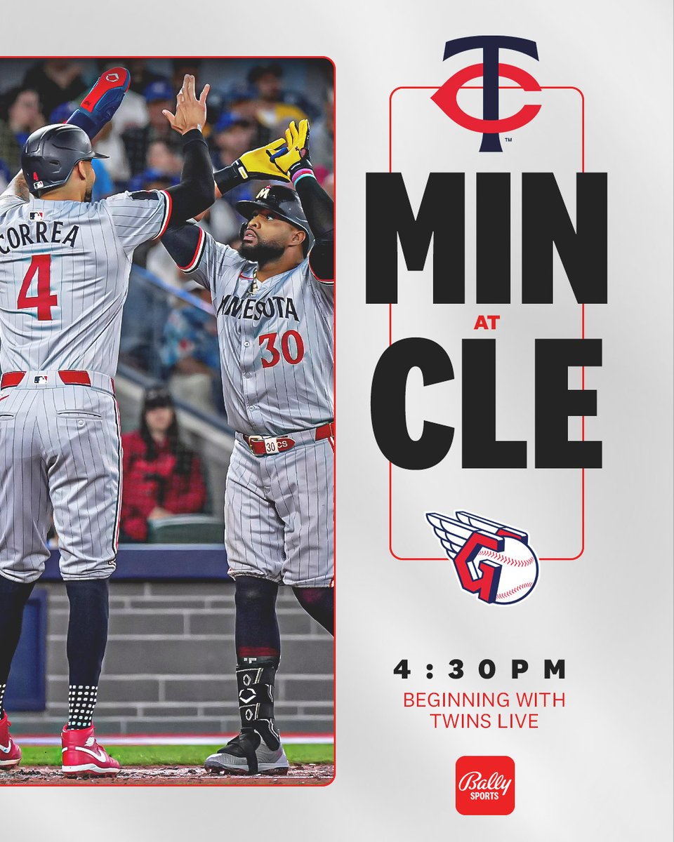 Clash in the Central continues. @Twins x Guardians ⚾️ Twins Live - 4:30pm 📺 Bally Sports North 📲 Bally Sports app