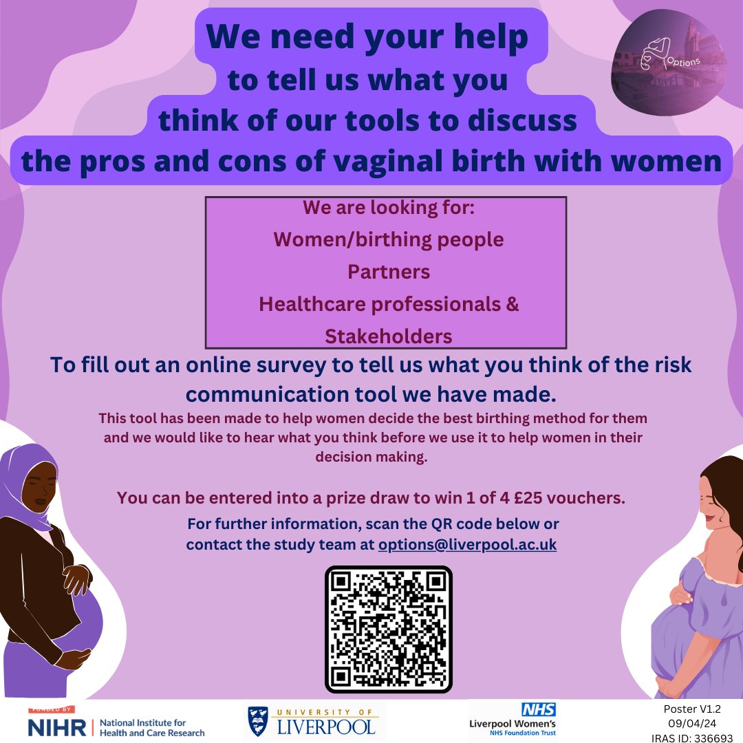 Are you pregnant, planning a pregnancy, recently had a baby or a partner? We need your help to understand the best ways to communicate information about vaginal birth. You can enter a prize draw for 1 of four £25 vouchers. For more info: redcap.link/RiskCommunicat…