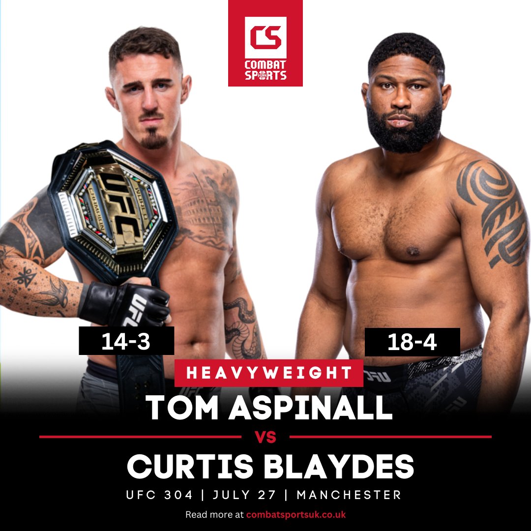 UFC 304 CO-MAIN EVENT IS 🔥 Interim heavyweight gold on the line as Tom Aspinall defends against Curtis Blaydes on home turf 🏴󠁧󠁢󠁥󠁮󠁧󠁿🆚🇺🇲 #UFC304