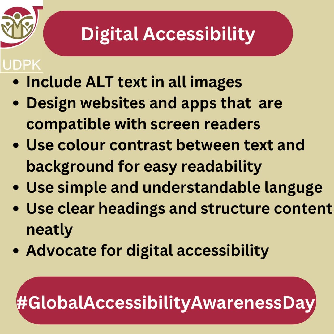 As we celebrate #GlobalAccessibilityAwarenessDay it's easy to forget persons with visual disabilities when generating content or digital products. This day we send a reminder...