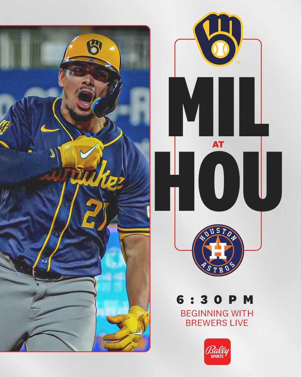 Showdown with the 'Stros @Brewers x Astros ⚾️ Brewers Live – 6:30pm 📺 Bally Sports Wisconsin | Bally Sports+ 📲 Bally Sports app