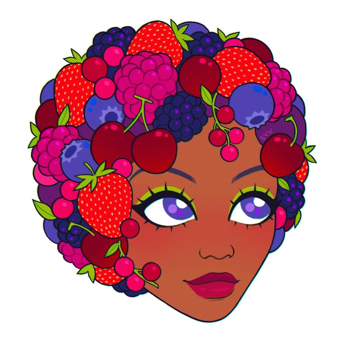 「summer fruits afro 」|svvのイラスト