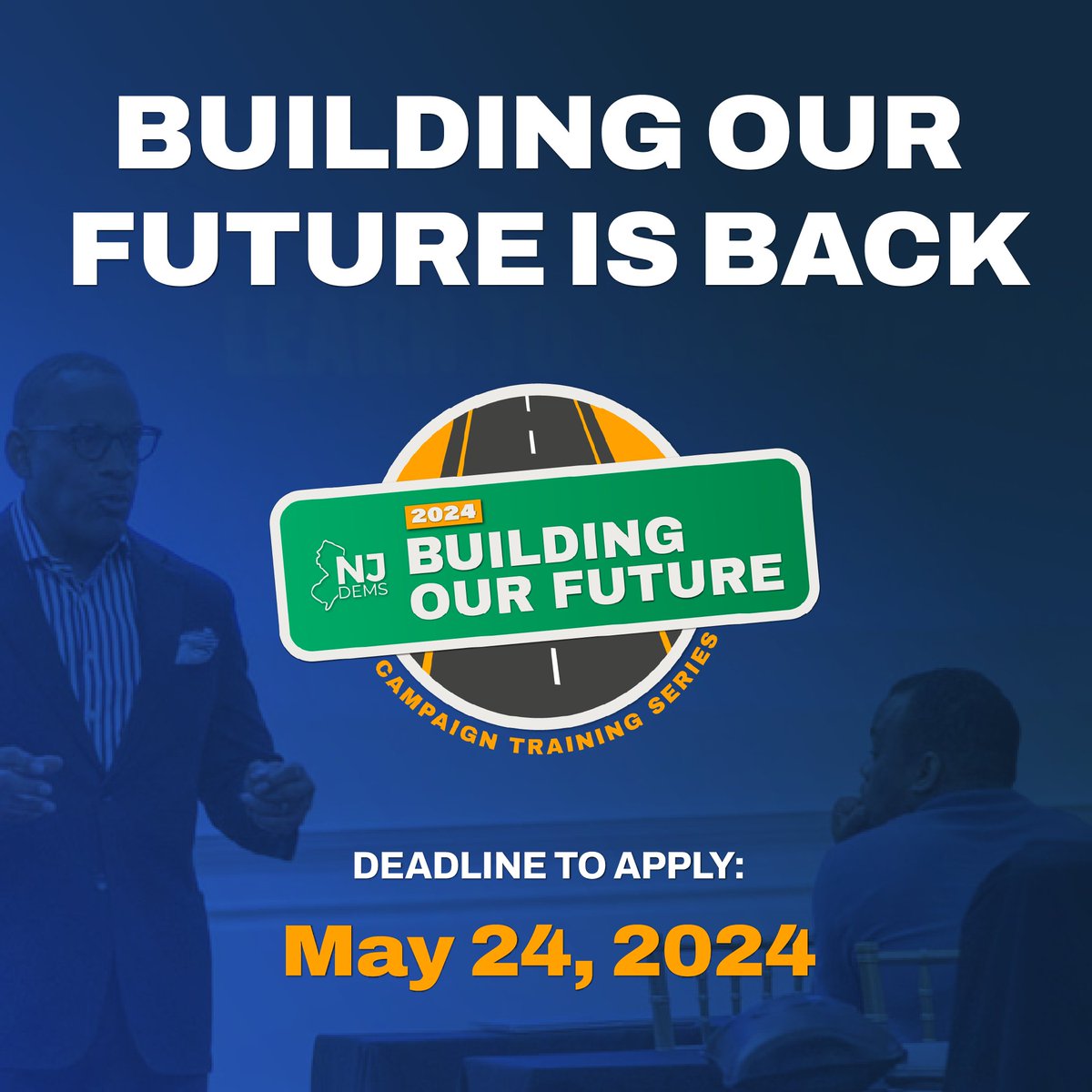 NJ Dems' Building Our Future program is back to help train future Democratic candidates and political operatives in 2024! Applications close soon and spots are limited. Apply here: secure.ngpvan.com/tRbGOvzdL0ipcq…