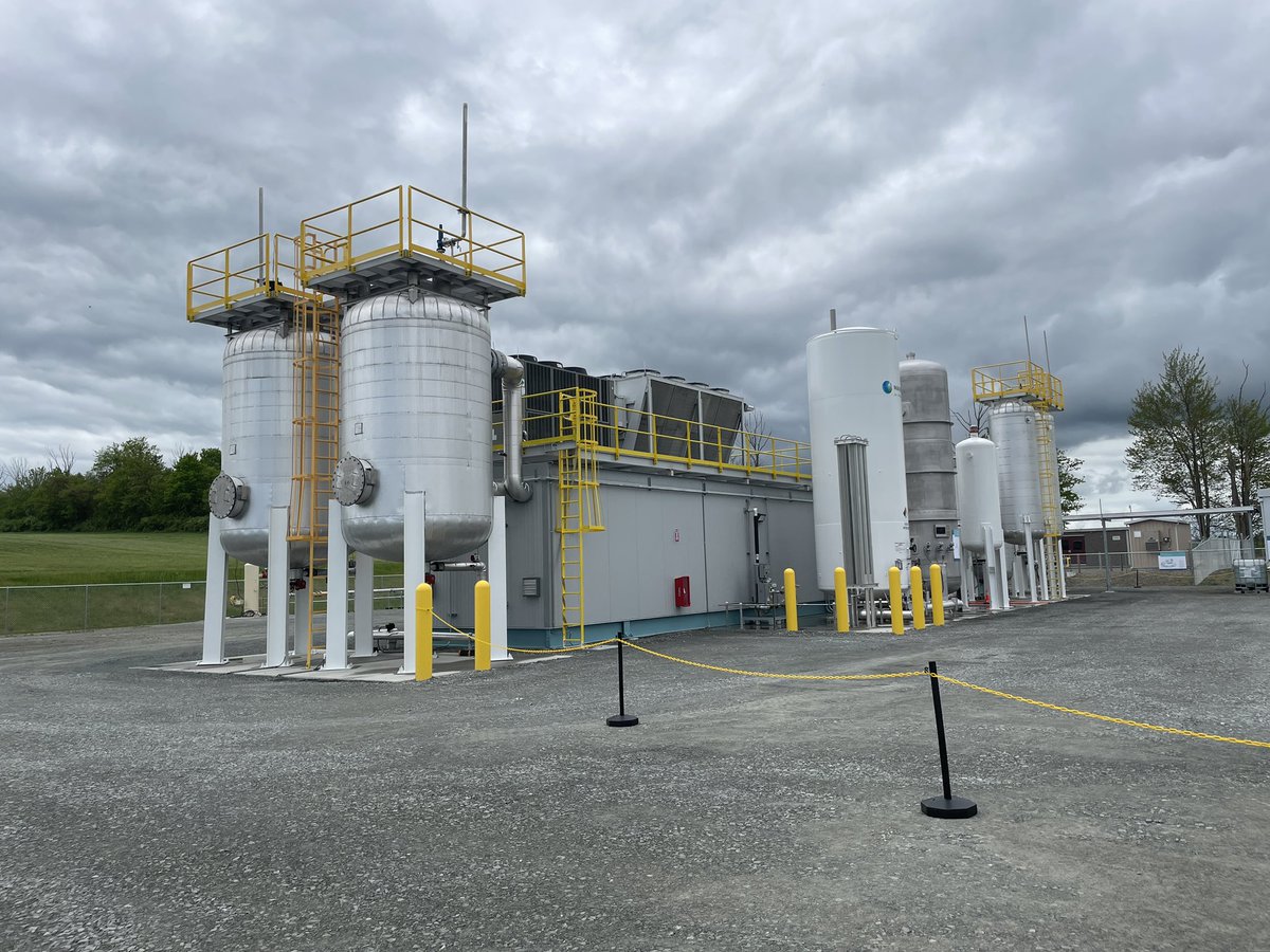 At the new landfill gas operation in Bath, NY, where France-based @wagaenergy has installed their first Wagabox in the US. It promises to capture methane from small landfills like this one in Steuben County and turn it into a form of energy.