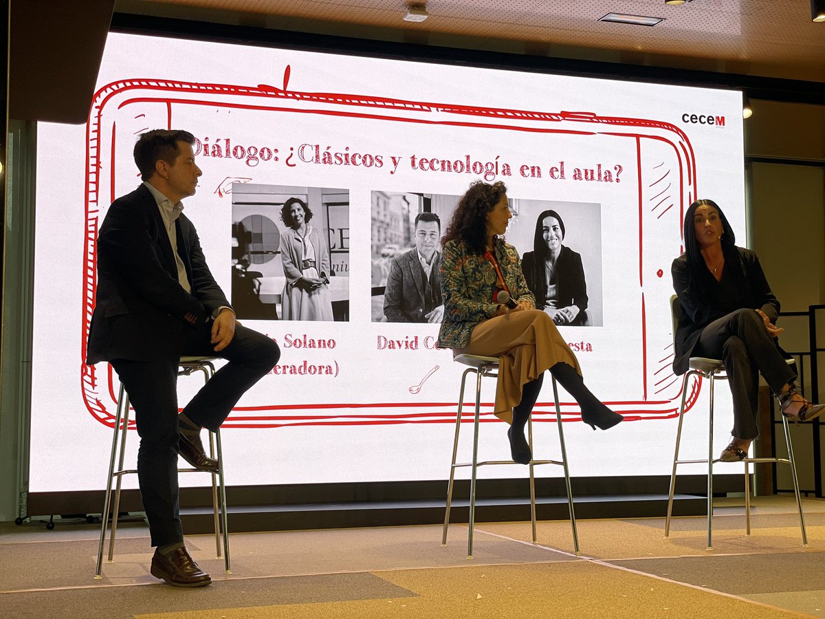 Diálogo Clásicos y tecnología en el aula con <a href="/LauraCuestaCano/">Ｌａｕｒａ Ｃｕｅｓｔａ Ｃａｎｏ</a> <a href="/davidcerdag/">David Cerdá</a> y #MariaSolano.El consenso es posible y las familias somos los 1°s responsables de garantizar el bienestar digital y garantizar este uso medido. Gran sesión en #XVIJornadaAnualdeEducación de <a href="/CECEMADRID/">CECE Madrid</a>
