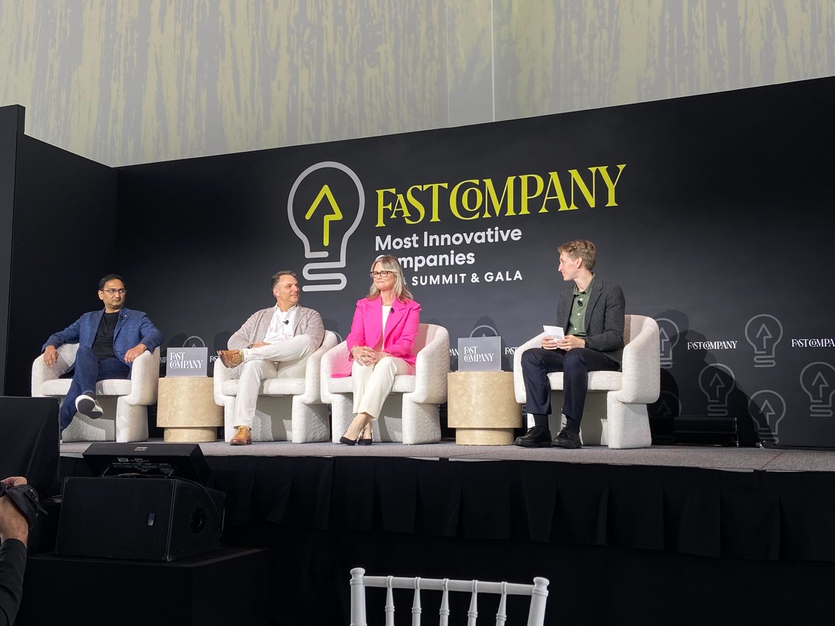 We're diving into 'How to make AI work for you' with John Sabino, CEO, @LivePerson; Jayesh Govindarajan, SVP of AI and Machine Learning, @salesforce; and Colette Stallbaumer, WorkLab Cofounder and @MSFTCopilot  General Manager. #FCMostInnovative