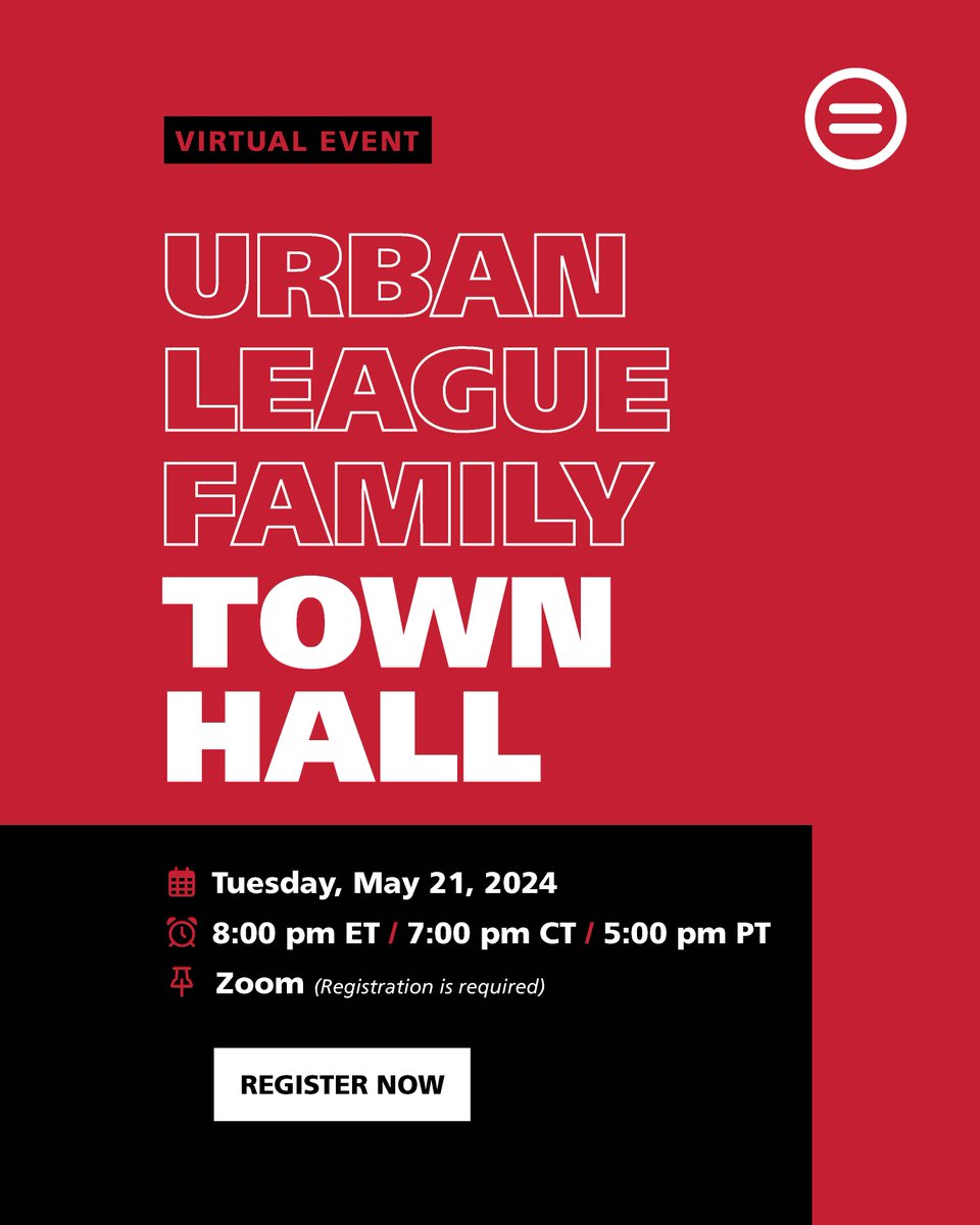 Get ready to hear from leaders in the movement, such as our President & CEO, @MarcMorial, @staceyabrams, @RepJeffries + many others, during our virtual town hall on May 21 as we discuss ways you can #ReclaimYourVote + much more. Tap in: bit.ly/UrbanLeagueTow….