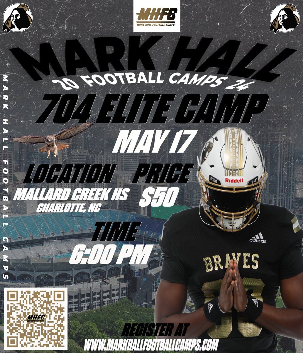 🚨CHARLOTTE 🚨 If you think you has what it takes to play at the next level…we want to see you‼️ Sign up today: markhallfootballcamps.com