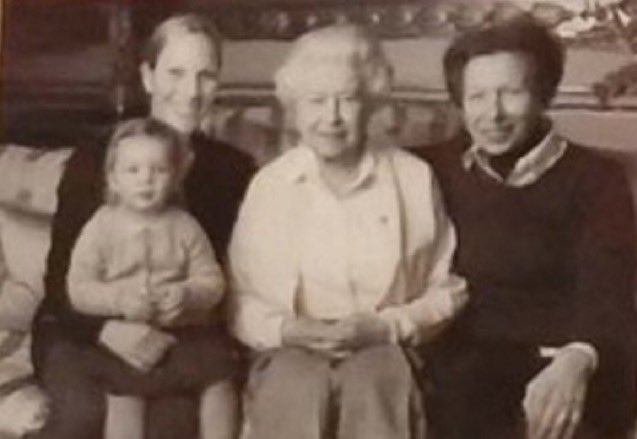 Thanks to @TheLaurences_  for sharing this photo.  I’ve never seen this one before although I do recognize the sitting it must be from.  I truly love a 4 generation photo like this. #QueenElizabeth #PrincessAnne #ZaraTindall #MiaTindall #FourGenerations #RoyalPhotography