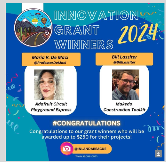 A HUGE SHOUTOUT to one of our own. Congratulations to Ms. De Maci from @RuthGrimesRAMS . I have witnessed her passion for #computerscience and this grant from @IACUE will continue to foster that. Congratulations to you too @BillLassiter. 👏🏾👏🏾👏🏾