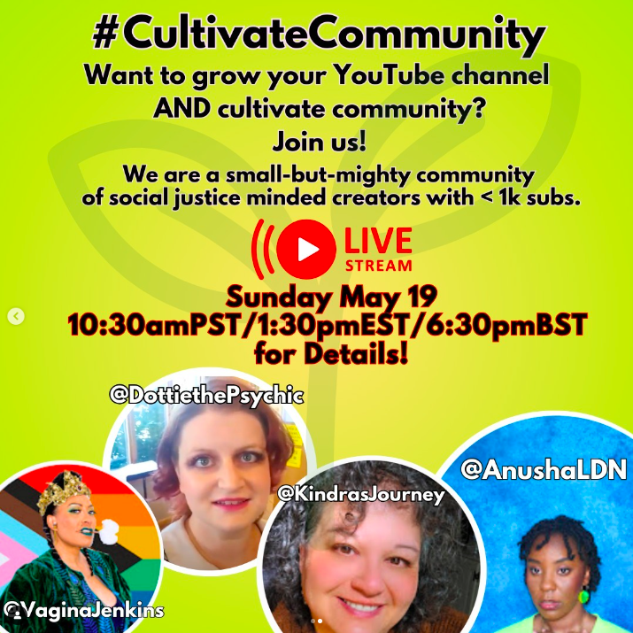 What is it like to be a disabled artist shielding? Hard. I am so lucky to have an online community but it’s disheartening I have to keep remind myself to play my own game If you want to grow YOUR YouTube, let's #CultivateCommunity. Sunday 19th - 6:30pm, on YouTube.