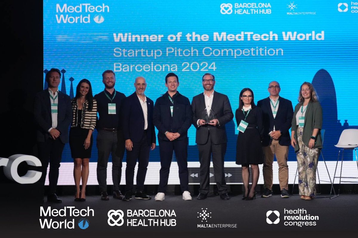 🎉 Congrats to Dopavision and Mark Wuttke @Med_Tech_World Pitch's winner! Your innovation shines among remarkable contenders ! 🚀 Enjoy @BCNHealthHub membership & #MedTechMalta Startup Pass!🏆 #BarcelonaRoadshow #MedTechWorld #HealthcareInnovation 📸 eu1.hubs.ly/H097yHK0