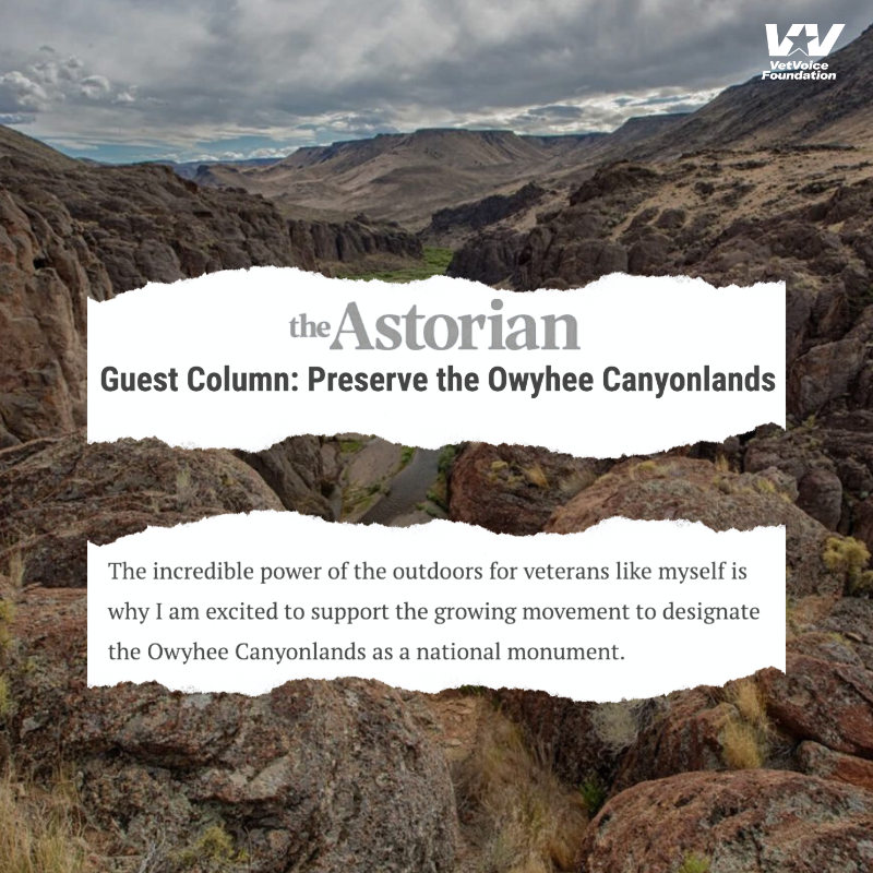 VetVoiceFound's tweet photo. "Through the use of the 1906 Antiquities Act, the @POTUS Biden administration has the authority to designate critical spaces such as these canyonlands as national monuments... As a soldier, I swore to defend my country and the wondrous places like Owyhee Canyonlands."