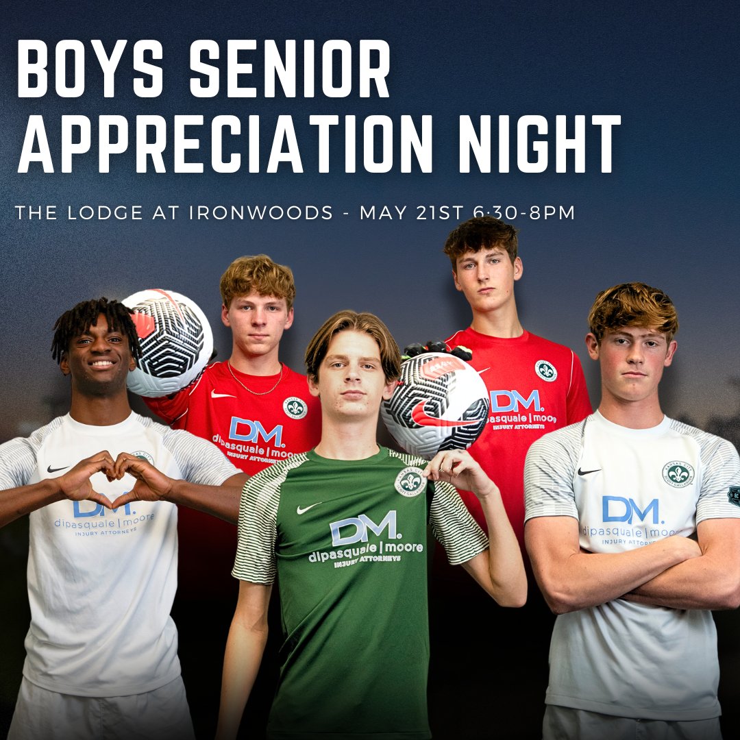 Boys senior appreciation night is right around the corner! May 21st at the Lodge at Ironwoods.