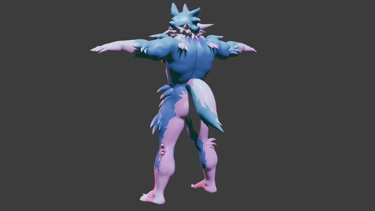 KingSuro's tweet image. NSFW// 3D model of Shirou Ogami created in Blender and textured in Substance Painter. I plan to rig it, but if anyone is interested in the file, they can DM me #furry #NSFW #BNA #Bara #3D