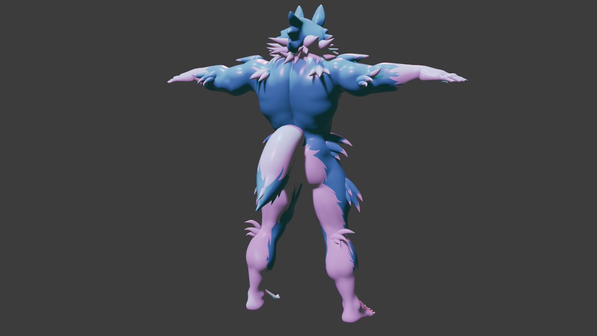 KingSuro's tweet image. NSFW// 3D model of Shirou Ogami created in Blender and textured in Substance Painter. I plan to rig it, but if anyone is interested in the file, they can DM me #furry #NSFW #BNA #Bara #3D
