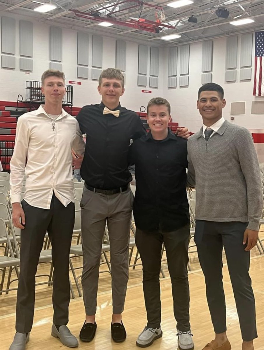 Scholarship assembly today! It was an honor to receive the scholarship award of the legend Chuck Ridenour, as well as an English award, Shelby Little league and a surprise OHSAA courage award.