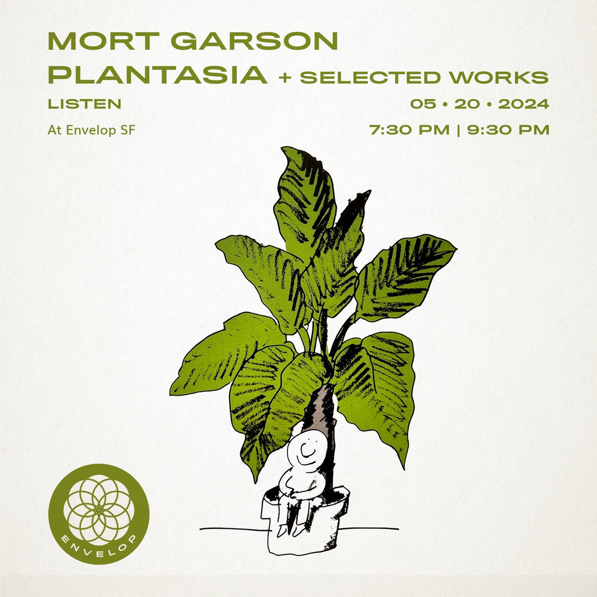 Calling all plant lovers! 🪴 Experience the lush melodies of Mort Garson's Plantasia + Selected Works in Envelop SF on May 20th, 7:30pm & 9:30pm sessions. Composed on a Moog synthesizer, Plantasia was uniquely created for plants to listen to! 🤎 Tickets: envelop.us/event/ESF20240…