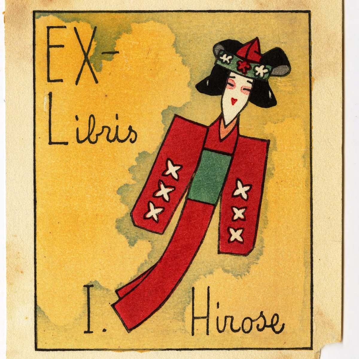 LCPCurator's tweet image. Eiichi Hirose sent the Library Company seventeen of his bookplates as a gift in 1935. He collected bookplates and asked for some LCP ones in return. #AAPIHeritageMonth