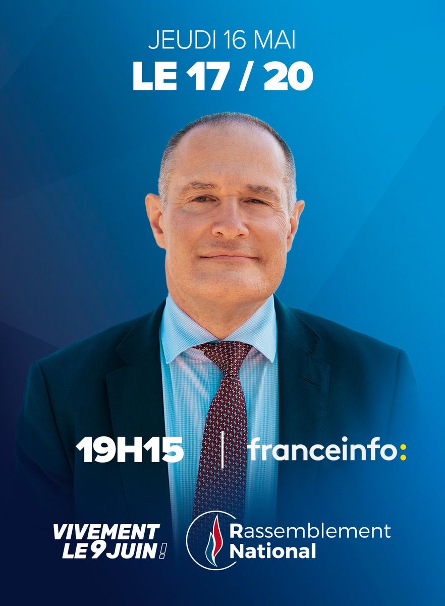 Retrouvez moi ce soir, jeudi 16 mai, à 19h15 sur @Franceinfo. ⤵️