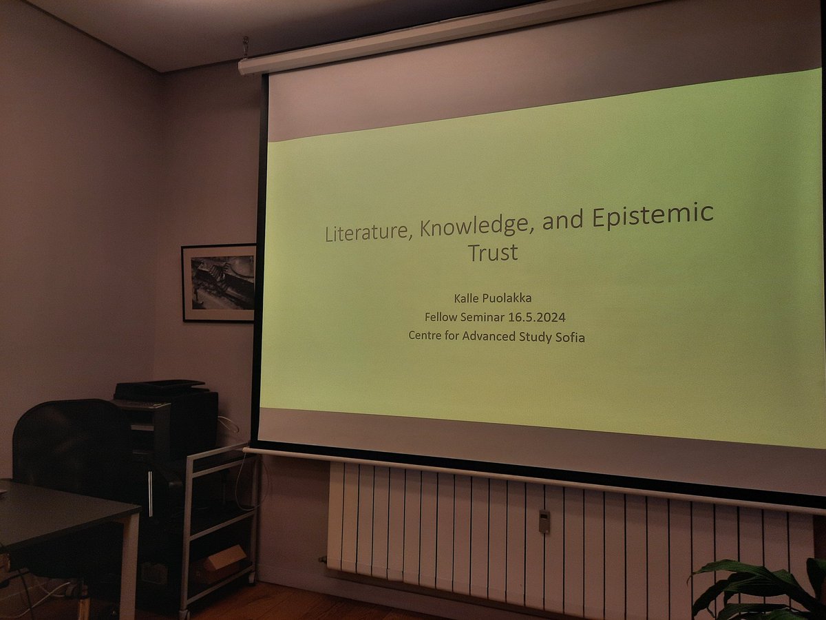 Preparing to my paper at the Centre for Advanced Study Sofia Fellow Seminar on an old warhorse topic of mine: Literature, Knowledge, and Epistemic Trust.