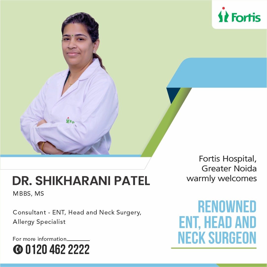 We're happy to welcome Dr. Shikharani Patel to the Fortis Hospital, Greater Noida family as our new Consultant - ENT, Head and Neck Surgery, Allergy Specialist. With her expertise in ENT Health, Dr. Patel brings a wealth of knowledge and experience to our team. #FortisHealthcare