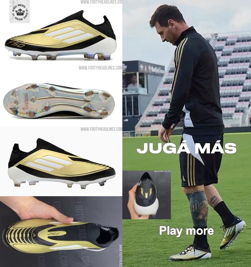 messi10_rey's tweet photo. De acuerdo a @Footy_Headlines, Estos serán los nuevos botines de Leo Messi para la Copa América 2024 los: Messi F50 'Triunfo Dorado' Gold Metallic / White / Black

Estarán disponibles desde el 20 de Junio por un precio alrededor de 280 Dólares.

Les Gustan Muchachos?🤔 https://t.co/uPz5GLr2Rg
