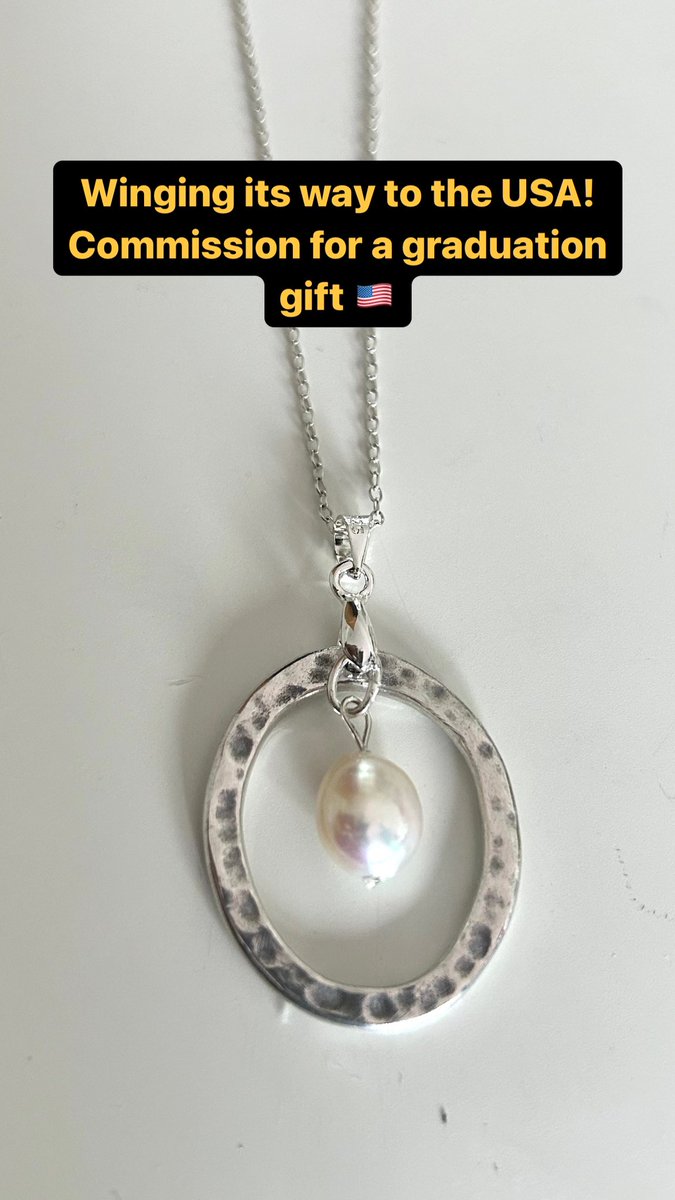 This commissioned necklace is winging its way across the pond to a very special young lady. If you’d like a bespoke piece of silver jewellery to give a loved one or friend as graduation gift, get in touch as I love to make bespoke pieces for special occasions and as keepsakes!