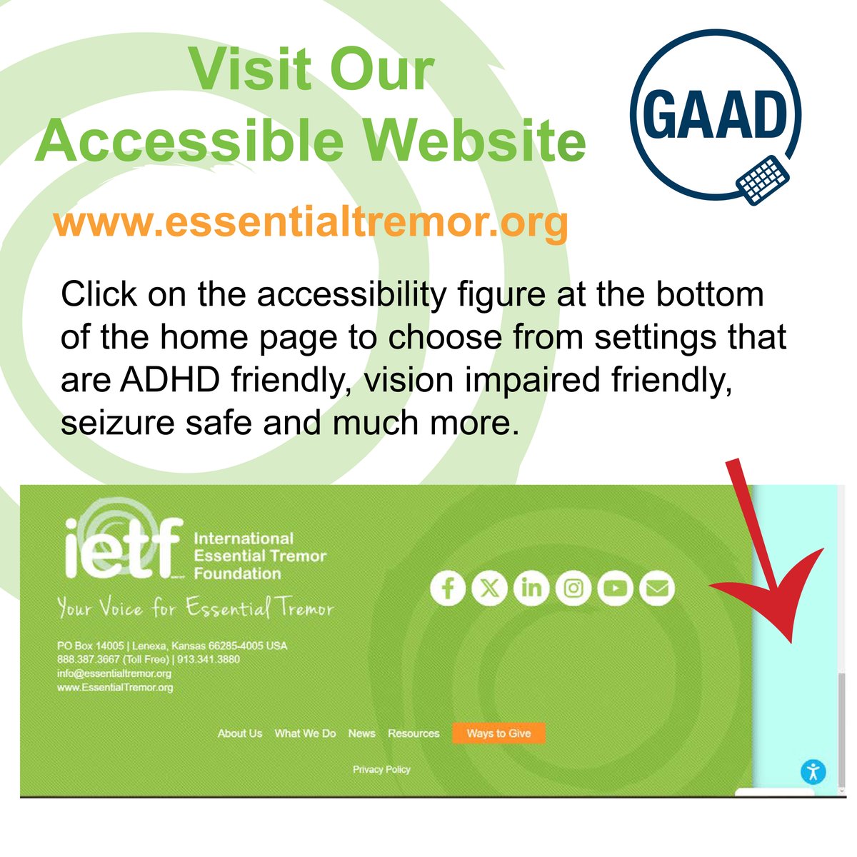 Today is Global Accessibility Awareness Day, a day to highlight digital access and inclusion for people with disabilities. The IETF website has several profiles to support individuals who are vision impaired, struggle with seizures & much more. essentialtremor.org.