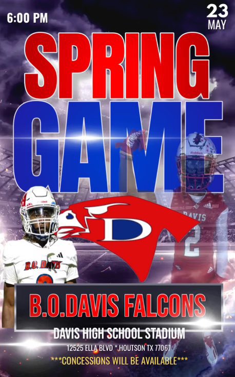 Spring game - May 23rd at 6:00 PM! Come out and support our Falcons! #BOD