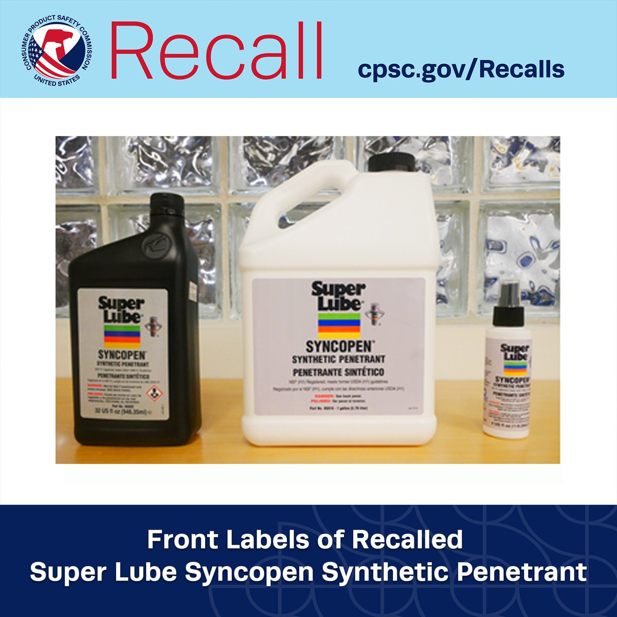 #RECALL: Kano Laboratories Recalls @SuperLubeUSA products due to risk of poisoning; Violation of the Poison Prevention Packaging Act. The packaging is not child resistant, posing a risk of poisoning by young children. Get Refund. CONTACT: 800-253-5823 cpsc.gov/Recalls/2024/K…