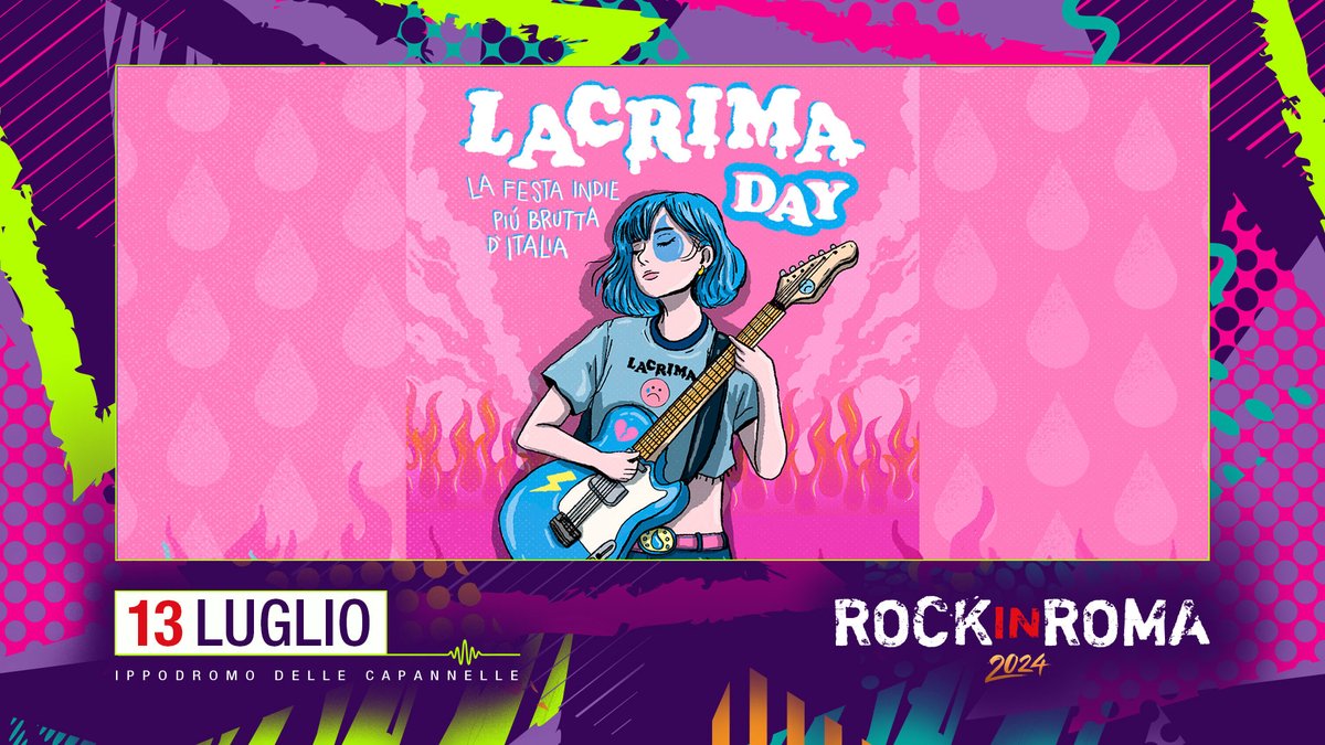 Immagina una serata nella libertà più totale, dove ascoltare tutti i tuoi pezzi indie preferiti in compagnia dei tuoi migliori amici. Tutto questo è LACRIMA. 13 LUGLIO 2024 | Lacrima Day @ Rock in Roma 📍 Ippodromo delle Capannelle bit.ly/LacrimaDay_Roc…